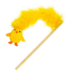 Іграшка вудочка для кішки Курча з Пір'ячком та котячою м'ятою Chicken Feather Rod Nobby