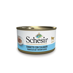 Консерва для котів віком від 1 року Тунець з Кальмаром у желе Schesir Adult Cat Tuna & Squid in Jelly