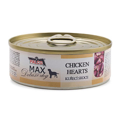 Консервированное мясо для собак Куриные Сердечки FALCO MAX Deluxe Dog 100% Meat Chicken Hearts