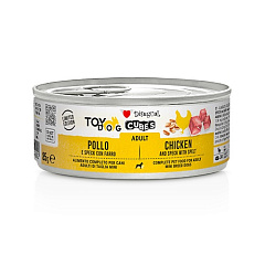 Безглютенова консерва для собак маленьких порід Курка з Беконом та Спельтою Disugual TOYDog Cubes 92% Adult Chicken, Speck & Spelt