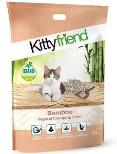 Ультракомкующийся бамбуковый смываемый наполнитель для котов Kittyfriend Bamboo Super Clumping Vegetal Litter