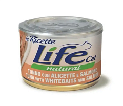 Консерва для кошек Тунец с Анчоусами и Лососем Life Cat Natural Tuna, Whitebait & Salmon