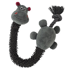 Мягкая игрушка для собак Плюшевый Гиппопотам с внутренним канатом Plush & Rope Nobby