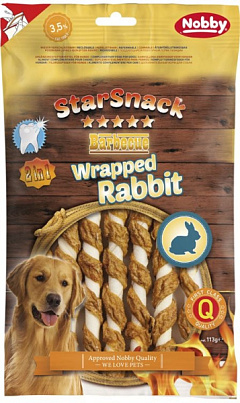 Лакомства для чистки зубов собак Жевательная Палочка из Кролика Nobby StarSnack Dental BBQ Wrapped Rabbit Лакомства для чистки зубов собак Жевательная Палочка из Кролика Nobby StarSnack Dental BBQ Wrapped Rabbit