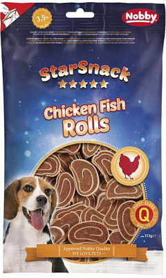 Натуральные лакомства для собак Рыбные рулетики с курицей Nobby StarSnack Chicken Fish Rolls