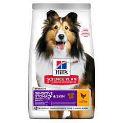 Сухий корм для дорослих собак середніх порід з куркою Hill's Sensitive Stomach & Skin
