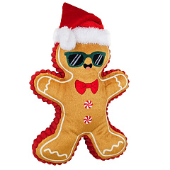 Новогодние мягкие игрушки для собак Пряничный Человечек с пищалкой Gingerbread Man Plush Xmas Nobby