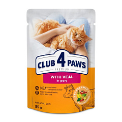 Вологий корм для дорослих котів Телятина у соусі Club 4 Paws Premium Veal in Gravy