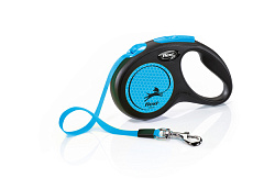 Поводок-рулетка для собак маленьких пород весом до 15 кг Flexi New Neon S Tape лента 5 m