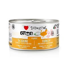 Безглютеновая консерва для щенков Индейка с Прошутто и Рисом Disugual Dog Cubes 92% Puppy Turkey, Cooked Ham & Rice