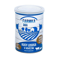 Консервированное мясо для собак Куски Лосося в Говяжьем Фарше FALCO FARMKA Dog 100% Fish Salmon