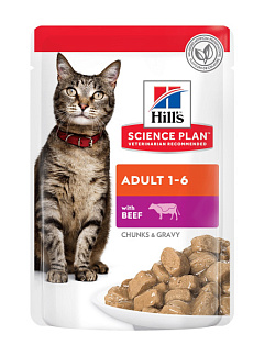 Влажный корм с говядиной для котов в возрасте от 1 до 6 лет Hill's Science Plan Cat Adult Beef