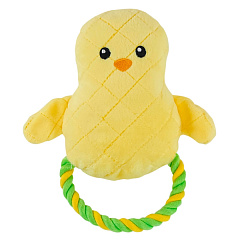 М'яка іграшка для собак Курча з пищалкою та канатом Easter Chick & Rope Plush Nobby