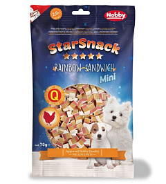 Натуральные лакомства для щенков и маленьких собак Куриный сендвич Nobby StarSnack Mini Rainbow Sandwich Натуральные лакомства для щенков и маленьких собак Куриный сендвич Nobby StarSnack Mini Rainbow Sandwich