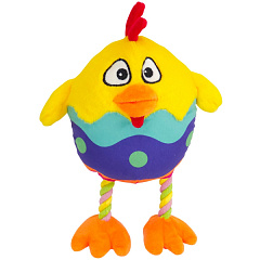 М'яка іграшка для собак Півник з пищалкою та канатами Easter Chicken Plush Nobby