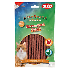 Протеїнові ласощі для котів Палички з В'яленої Качки та Курки Nobby StarSnack Cat Extra Protein Chicken & Duck Stick Протеїнові ласощі для котів Палички з В'яленої Качки та Курки Nobby StarSnack Cat Extra Protein Chicken & Duck Stick