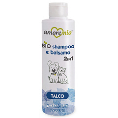 Шампунь-кондиціонер для собак та котів без спирту і SLES Тальк Amoremio Green BIO 2 in 1 Talc