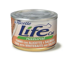 Консерва для кішок Тунець з Анчоусами та Лососем Life Cat Natural Tuna, Whitebait & Salmon Консерва для кішок Тунець з Анчоусами та Лососем Life Cat Natural Tuna, Whitebait & Salmon