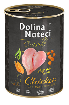 Безглютеновая консерва для собак с Куриным филе, Бататом, Морковью и Горошком Dolina Noteci Cuisine Chicken