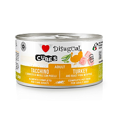 Безглютенова консерва для собак Індичка з Запеченою Свининою та Горошком Disugual Dog Cubes 92% Adult Turkey, Roast & Peas