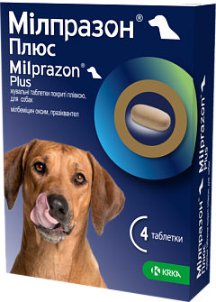 Антигельмінтні жувальні пігулки широкого спектру дії для собак Мілпразон Плюс KRKA Milprazon Plus Dog