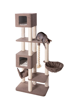 Великий ігровий комплекс-кігтеточка для кішок з двома будиночками, гамаками та канатом Imac Minnie