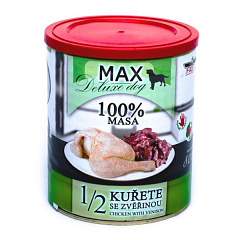 Консервоване м'ясо для собак Куряча Чверть з Олениною MAX Deluxe Dog 100% Meat 1/2 Chicken & Venison Консервоване м'ясо для собак Куряча Чверть з Олениною MAX Deluxe Dog 100% Meat 1/2 Chicken & Venison