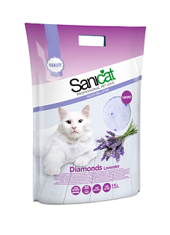 Поглинаючий силікагелевий наповнювач для котів з ароматом лаванди Sanicat Diamonds Lavender