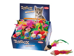 Мягкая игрушка для котов ToyBox Плюшевая Короткошерстная Мышь с погремушкой Plush Nobby