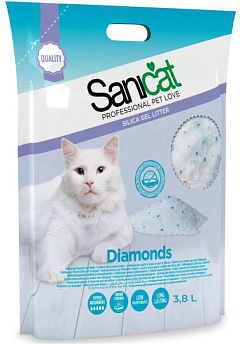 Гіпоалергенний силікагелевий поглинаючий наповнювач для котів без аромату Sanicat Diamonds Fragrance Free