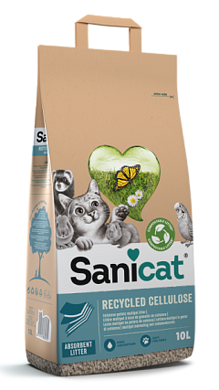 Целюлозний розчинний поглинаючий наповнювач без пилу для котів Sanicat Recycled Cellulose Absorbent