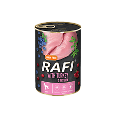 Беззерновая консерва для собак с Индейкой, Голубикой и Клюквой Dolina Noteci Rafi Grain Free Adult Turkey