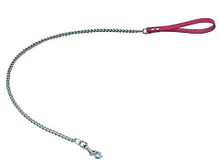 Металлический крепкий поводок-цепь с кожаной ручкой для собак Classic Chain Leash Nobby Металлический крепкий поводок-цепь с кожаной ручкой для собак Classic Chain Leash Nobby