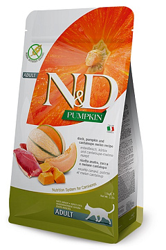 Беззерновой сухой корм для котов с Уткой, Тыквой и Дыней Farmina N&D Pumpkin Adult Cat Duck & Melon