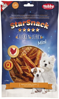 Натуральные лакомства для щенков и маленьких собак Кусочки Курицы Nobby StarSnack Mini Chicken Jerky