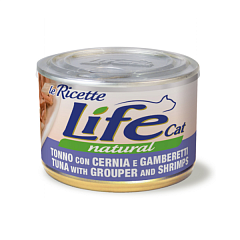 Консерва для котов Тунец с Окунем и Креветками Life Cat Natural Tuna, Grouper & Shrimps Консерва для котов Тунец с Окунем и Креветками Life Cat Natural Tuna, Grouper & Shrimps