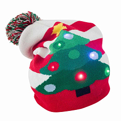 Новогодняя светодиодная шапка для собак Елочка с огоньками Tree Christmas Dog Hat Nobby