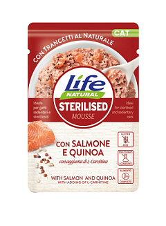 Влажный корм для стерилизованных кошек Лосось с Киноа Life Cat Natural Sterilised Salmon & Quinoa