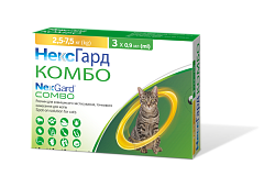 Краплі проти зовнішніх та внутрішніх паразитів для котів вагою 2,5-7,5 кг НексГард Комбо Boehringer Ingelheim NexGard Combo Cats