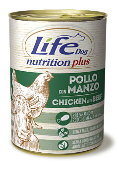 Беззернова консерва для собак Курка з Яловичиною Life Dog Nutrition Plus Chicken & Beef