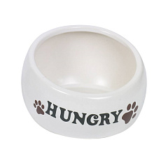 Керамическая миска с загругленными бортиками для собак Надпись Hungry Nobby
