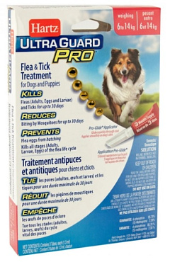 Капли для собак весом 6-14 кг от клещей, блох, их яиц и личинок Hartz Ultra Guard Pro Flea & Tick Spot-on Dogs