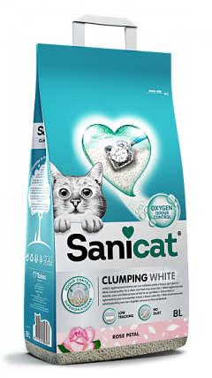 Комкуючий нейтралізуючий білий бентонітовий наповнювач для котів з ароматом троянди Sanicat Clumping White Rose