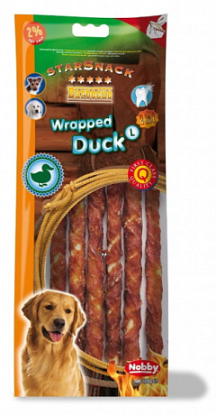 Ласощі для чищення зубів собак Жувальна Паличка з Качки Nobby StarSnack Dental BBQ Wrapped Duck