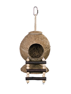 Натуральна іграшка для папуг Кокосовий будиночок з драбиною Swing Parrot Toy Nobby Натуральна іграшка для папуг Кокосовий будиночок з драбиною Swing Parrot Toy Nobby