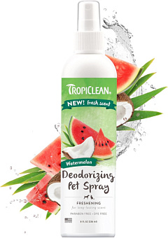 Дезодоруючий спрей з ароматом кавуна для собак та котів TropiClean Deodorizing Pet Spray Watermelon Дезодоруючий спрей з ароматом кавуна для собак та котів TropiClean Deodorizing Pet Spray Watermelon