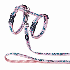 Анатомическая шлея с поводком для кошек Любовь Love Rose Cat Harness Nobby