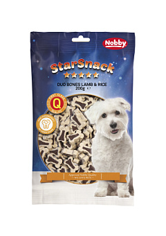 Лакомства без сахара для дрессировки собак Косточки из Ягненка и Риса Nobby StarSnack Duo Bones Lamb & Rise