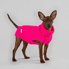 В'язаний рожевий светр ручної роботи з шерсті ягня для собак PAIKKA Knit Sweater Hot Pink