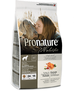 Сухий холістик корм для дорослих собак усіх порід від 1 року до 7 років з індичкою та журавлиною Pronature Holistic
